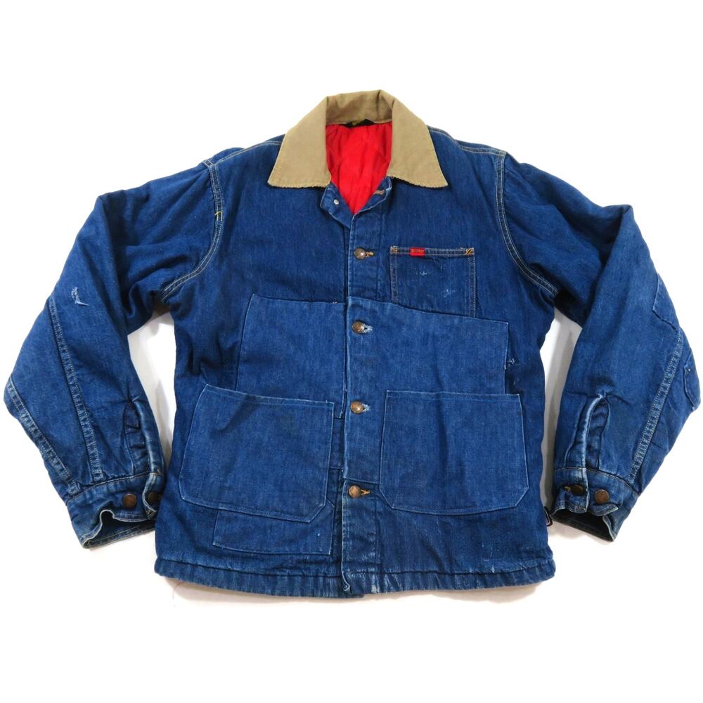 Big Smith Chore Jacket, Union Made, Patchwork Denim, Blue Sz M? 1970s